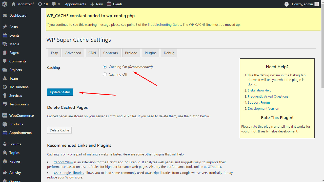 Page cache. To optimize the Speed settings. Cache line. Website uptime. Save as optimizes for fast web view.