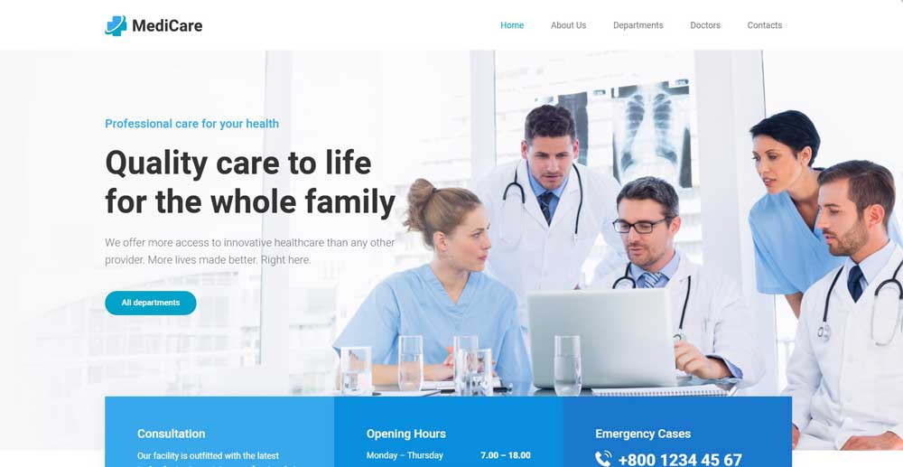 MediCare - FREE medical doctor WordPress Theme.