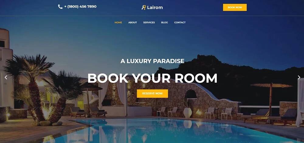 Lairom - Hotel többcélú Modern Elementor WordPress téma