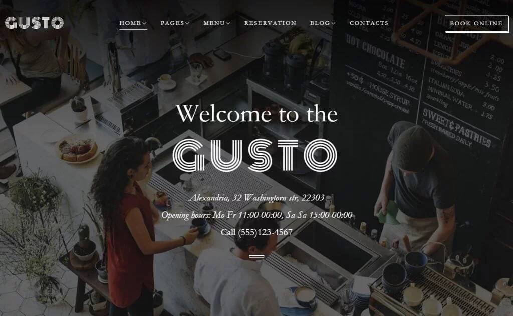 Gusto - Kávézó és étterem WordPress téma