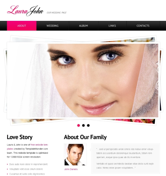 Laura John - Ücretsiz Düğün Web Sitesi İçin HTML Teması 